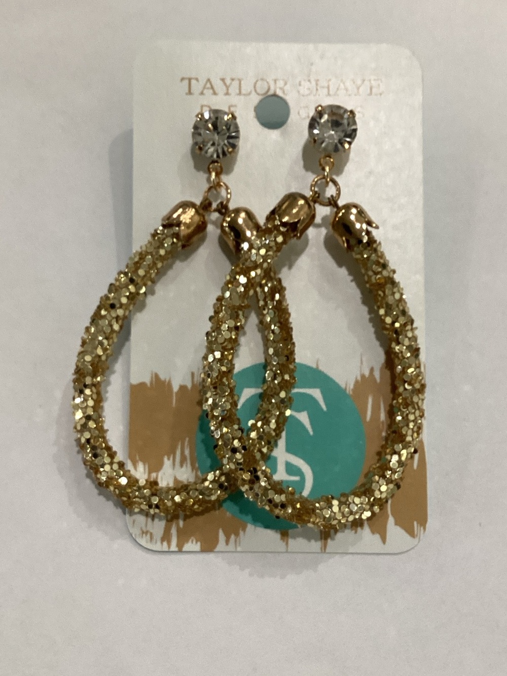 Taylor & Haye Gold Glitter Hoop Drop Earrings